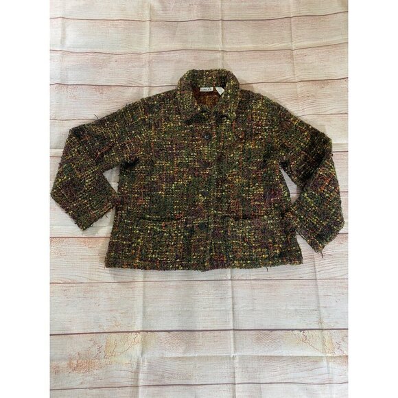 Vintage Chico's Design Women's Multi Tweed Button Front Jacket - 1 (Medium) - Picture 8 of 12